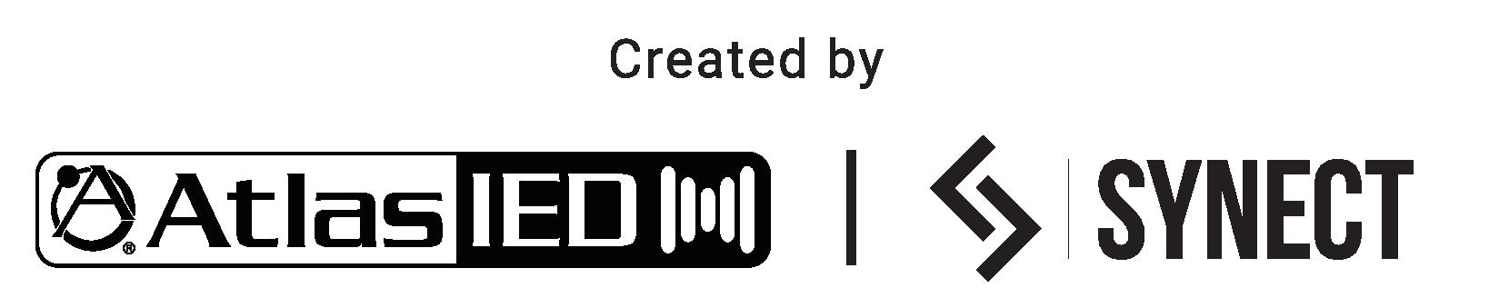 black texts that reads created by AtlasIED and Synect logo